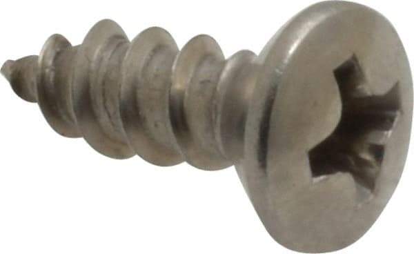 Value Collection - #8 Oval Head Phillips Sheet Metal Screw - Stainless Steel, 1/2" OAL, Grade 18-8 - Americas Industrial Supply