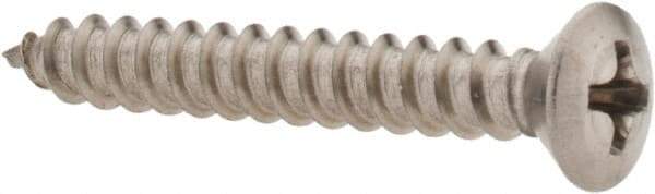 Value Collection - #8 Oval Head Phillips Sheet Metal Screw - Stainless Steel, 1-1/4" OAL, Grade 18-8 - Americas Industrial Supply