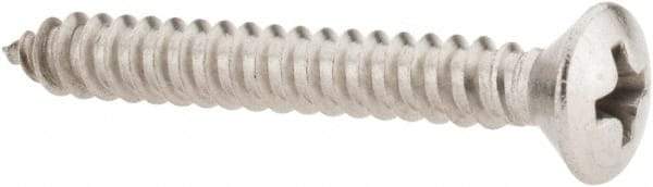 Value Collection - #10 Oval Head Phillips Sheet Metal Screw - Stainless Steel, 1-1/2" OAL, Grade 18-8 - Americas Industrial Supply