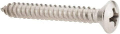 Value Collection - #10 Oval Head Phillips Sheet Metal Screw - Stainless Steel, 1-1/2" OAL, Grade 18-8 - Americas Industrial Supply