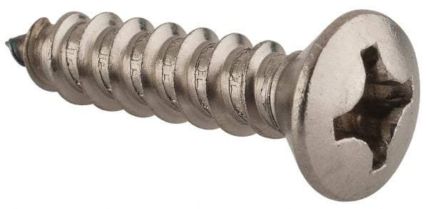 Value Collection - #12 Oval Head Phillips Sheet Metal Screw - Stainless Steel, 1" OAL, Grade 18-8 - Americas Industrial Supply