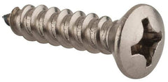 Value Collection - #12 Oval Head Phillips Sheet Metal Screw - Stainless Steel, 1" OAL, Grade 18-8 - Americas Industrial Supply