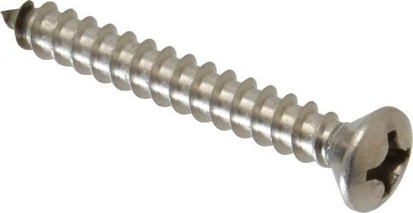 Value Collection - #12 Oval Head Phillips Sheet Metal Screw - Stainless Steel, 1-3/4" OAL, Grade 18-8 - Americas Industrial Supply