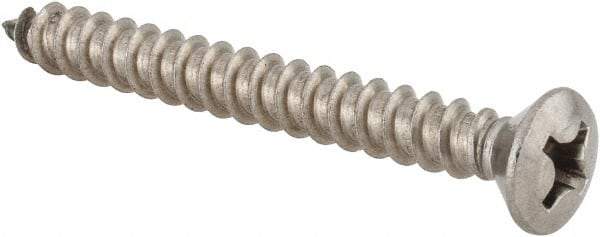 Value Collection - #12 Oval Head Phillips Sheet Metal Screw - Stainless Steel, 2" OAL, Grade 18-8 - Americas Industrial Supply