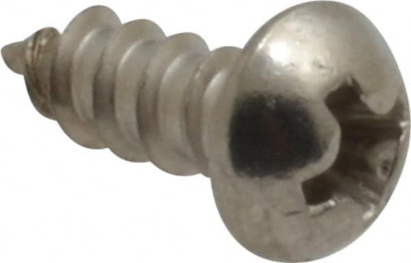 Value Collection - #6 Round Head Phillips Sheet Metal Screw - Stainless Steel, 3/8" Length Under Head, Grade 18-8 - Americas Industrial Supply