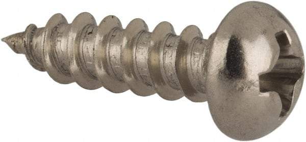 Value Collection - #6 Round Head Phillips Sheet Metal Screw - Stainless Steel, 1/2" Length Under Head, Grade 18-8 - Americas Industrial Supply