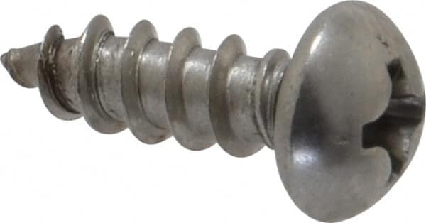 Value Collection - #8 Round Head Phillips Sheet Metal Screw - Stainless Steel, 1/2" Length Under Head, Grade 18-8 - Americas Industrial Supply