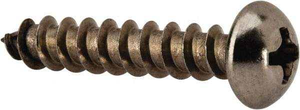 Value Collection - #10 Round Head Phillips Sheet Metal Screw - Stainless Steel, 1" Length Under Head, Grade 18-8 - Americas Industrial Supply