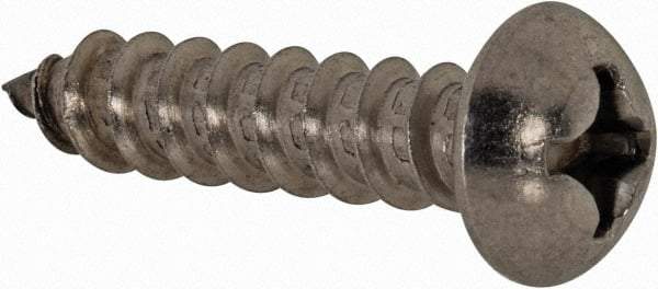 Value Collection - #12 Round Head Phillips Sheet Metal Screw - Stainless Steel, 1" Length Under Head, Grade 18-8 - Americas Industrial Supply