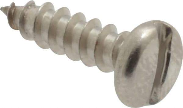 Value Collection - #6 Pan Head Slotted Sheet Metal Screw - Stainless Steel, 1/2" Length Under Head, Grade 18-8 - Americas Industrial Supply