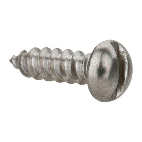 Value Collection - #6 Round Head Slotted Sheet Metal Screw - Stainless Steel, 1/2" Length Under Head, Grade 18-8 - Americas Industrial Supply