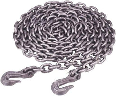 Campbell - 3/8" Welded Tie Down Chain - 6,600 Lb Capacity, Grade 70, 20' Long, Carbon Steel, Yellow Dichromate Zinc Finish - Americas Industrial Supply