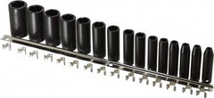 Proto - 15 Piece 3/8" Drive Deep Well Impact Socket Set - 6 Points, 1/4" to 1" Range, Inch Measurement Standard - Americas Industrial Supply