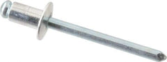 RivetKing - Size 62 Dome Head Aluminum Open End Blind Rivet - Steel Mandrel, 0.02" to 1/8" Grip, 3/8" Head Diam, 0.192" to 0.196" Hole Diam, 0.325" Length Under Head, 3/16" Body Diam - Americas Industrial Supply