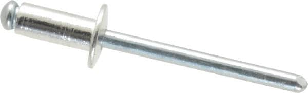 RivetKing - Size 64 Dome Head Aluminum Open End Blind Rivet - Steel Mandrel, 0.188" to 1/4" Grip, 3/8" Head Diam, 0.192" to 0.196" Hole Diam, 0.45" Length Under Head, 3/16" Body Diam - Americas Industrial Supply