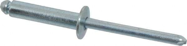 RivetKing - Size 610 Dome Head Steel Open End Blind Rivet - Steel Mandrel, 0.501" to 5/8" Grip, 3/8" Head Diam, 0.192" to 0.196" Hole Diam, 0.825" Length Under Head, 3/16" Body Diam - Americas Industrial Supply