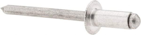 RivetKing - Size 64 Dome Head Aluminum Open End Blind Rivet - Aluminum Mandrel, 0.188" to 1/4" Grip, 3/8" Head Diam, 0.192" to 0.198" Hole Diam, 0.45" Length Under Head, 3/16" Body Diam - Americas Industrial Supply