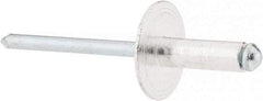 RivetKing - Size 66 Large Flange Dome Head Aluminum Open End Blind Rivet - Steel Mandrel, 0.251" to 3/8" Grip, 5/8" Head Diam, 0.192" to 0.196" Hole Diam, 0.575" Length Under Head, 3/16" Body Diam - Americas Industrial Supply