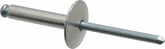 RivetKing - Size 612 Large Flange Dome Head Aluminum Open End Blind Rivet - Steel Mandrel, 0.626" to 3/4" Grip, 5/8" Head Diam, 0.192" to 0.196" Hole Diam, 0.95" Length Under Head, 3/16" Body Diam - Americas Industrial Supply