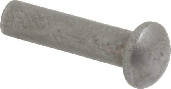 RivetKing - 1/8" Body Diam, Round Uncoated Steel Solid Rivet - 1/2" Length Under Head - Americas Industrial Supply