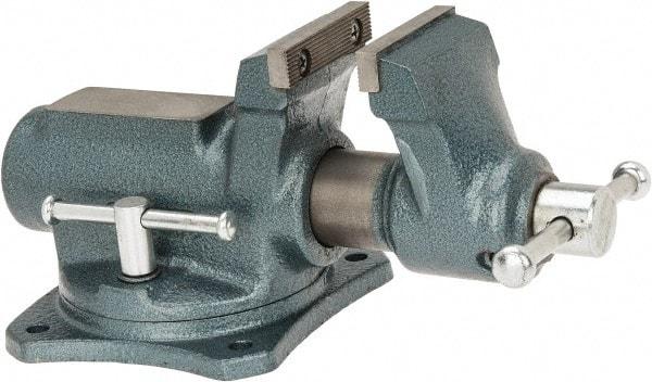 Wilton - 2-1/2" Jaw Width, 2-1/8" Opening Capacity, 1-3/4" Throat Depth, Steel Swivel Bench Vise - Bolt Down Base Attachment, 9.4" Long x 5.7" Wide x 4.9" High - Americas Industrial Supply
