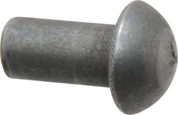 RivetKing - 1/4" Body Diam, Round Uncoated Steel Solid Rivet - 1/2" Length Under Head - Americas Industrial Supply