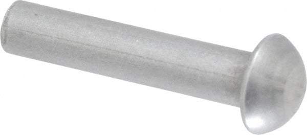 RivetKing - 1/4" Body Diam, Round Uncoated Steel Solid Rivet - 1-1/4" Length Under Head - Americas Industrial Supply