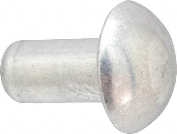 RivetKing - 1/8" Body Diam, Round Aluminum Solid Rivet - 1/4" Length Under Head, Grade 1100F - Americas Industrial Supply