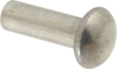 RivetKing - 1/8" Body Diam, Round Aluminum Solid Rivet - 3/8" Length Under Head, Grade 1100F - Americas Industrial Supply