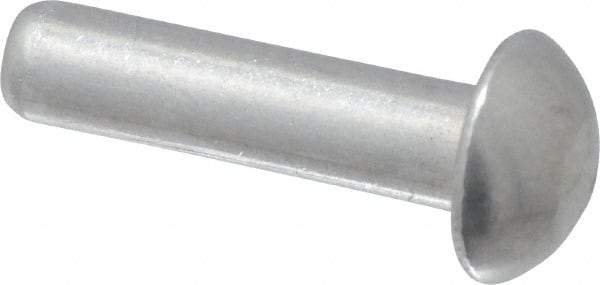 RivetKing - 1/8" Body Diam, Round Uncoated Aluminum Solid Rivet - 1/2" Length Under Head, Grade 1100F - Americas Industrial Supply