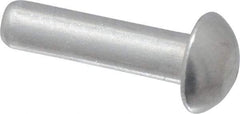 RivetKing - 1/8" Body Diam, Round Uncoated Aluminum Solid Rivet - 1/2" Length Under Head, Grade 1100F - Americas Industrial Supply