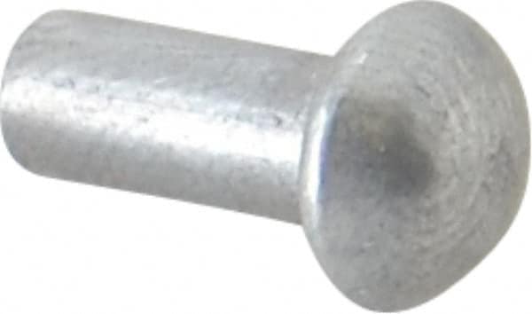 RivetKing - 5/32" Body Diam, Round Uncoated Aluminum Solid Rivet - 3/8" Length Under Head, Grade 1100F - Americas Industrial Supply