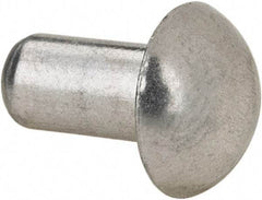 RivetKing - 3/16" Body Diam, Round Uncoated Aluminum Solid Rivet - 3/8" Length Under Head, Grade 1100F - Americas Industrial Supply