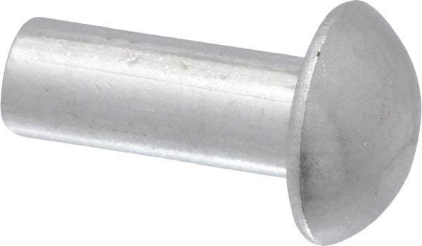 RivetKing - 3/16" Body Diam, Round Uncoated Aluminum Solid Rivet - 1/2" Length Under Head, Grade 1100F - Americas Industrial Supply