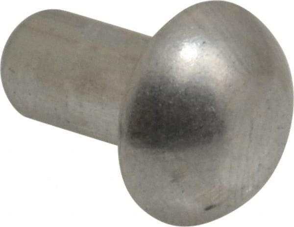 RivetKing - 1/4" Body Diam, Round Uncoated Aluminum Solid Rivet - 1/2" Length Under Head, Grade 1100F - Americas Industrial Supply