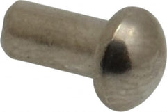 RivetKing - 1/8" Body Diam, Round Uncoated Stainless Steel Solid Rivet - 1/4" Length Under Head, Grade 18-8 - Americas Industrial Supply