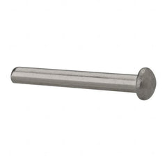 RivetKing - 1/8" Body Diam, Round Uncoated Stainless Steel Solid Rivet - 1" Length Under Head, Grade 18-8 - Americas Industrial Supply