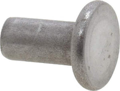 RivetKing - 1/8" Body Diam, Flat Uncoated Steel Solid Rivet - 1/4" Length Under Head - Americas Industrial Supply