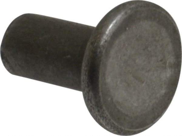 RivetKing - 3/16" Body Diam, Flat Uncoated Steel Solid Rivet - 3/8" Length Under Head - Americas Industrial Supply