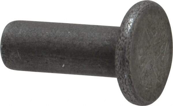 RivetKing - 3/16" Body Diam, Flat Uncoated Steel Solid Rivet - 1/2" Length Under Head - Americas Industrial Supply