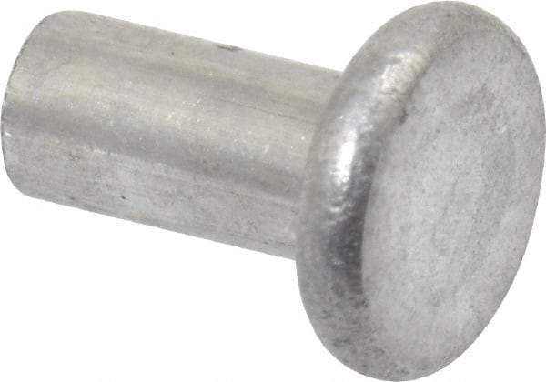 RivetKing - 1/8" Body Diam, Flat Aluminum Solid Rivet - 1/4" Length Under Head, Grade 1100F - Americas Industrial Supply