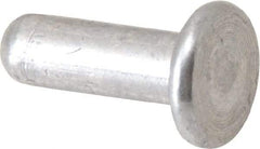 RivetKing - 1/8" Body Diam, Flat Uncoated Aluminum Solid Rivet - 3/8" Length Under Head, Grade 1100F - Americas Industrial Supply