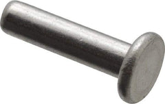 RivetKing - 1/8" Body Diam, Flat Uncoated Aluminum Solid Rivet - 1/2" Length Under Head, Grade 1100F - Americas Industrial Supply