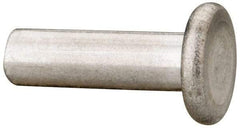 RivetKing - 3/16" Body Diam, Flat Uncoated Aluminum Solid Rivet - 5/8" Length Under Head, Grade 1100F - Americas Industrial Supply