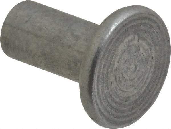 RivetKing - 1/4" Body Diam, Flat Uncoated Aluminum Solid Rivet - 1/2" Length Under Head, Grade 1100F - Americas Industrial Supply