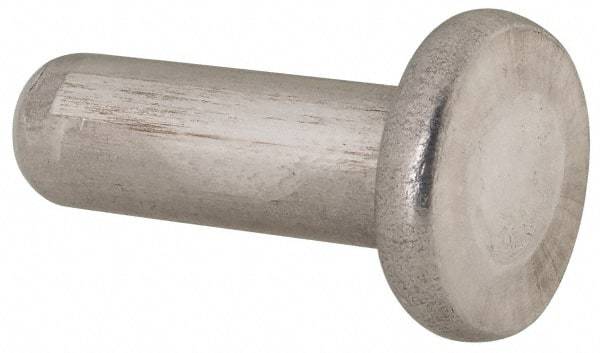 RivetKing - 1/4" Body Diam, Flat Uncoated Aluminum Solid Rivet - 3/4" Length Under Head, Grade 1100F - Americas Industrial Supply