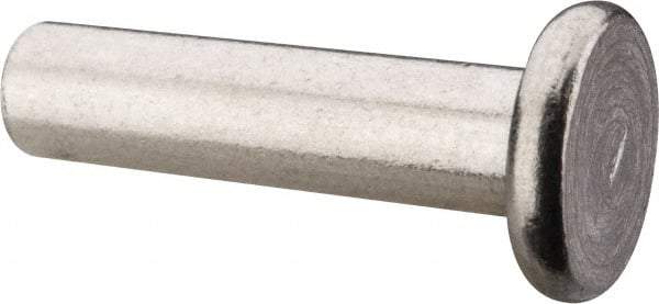 RivetKing - 1/4" Body Diam, Flat Uncoated Aluminum Solid Rivet - 1" Length Under Head, Grade 1100F - Americas Industrial Supply