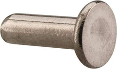 RivetKing - 1/8" Body Diam, Flat Uncoated Stainless Steel Solid Rivet - 3/8" Length Under Head, Grade 18-8 - Americas Industrial Supply