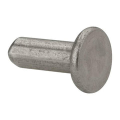 RivetKing - 3/16" Body Diam, Flat Uncoated Stainless Steel Solid Rivet - 1/2" Length Under Head, Grade 18-8 - Americas Industrial Supply