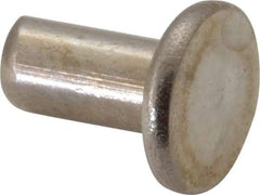 RivetKing - 1/4" Body Diam, Flat Uncoated Stainless Steel Solid Rivet - 1/2" Length Under Head, Grade 18-8 - Americas Industrial Supply